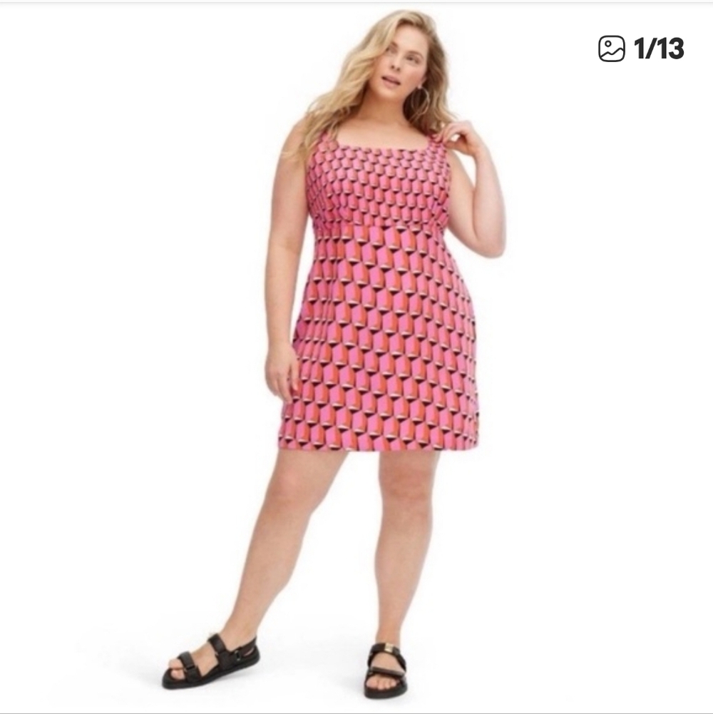 Diane Von Furstenberg Pink and Black Patterned Mini Dress